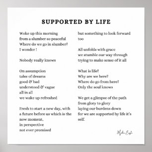 Póster Apoyado por el poema animando a la vida por amor p