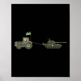 Póster Apoyar a Ucrania Tractor Tirando de un Ruso 