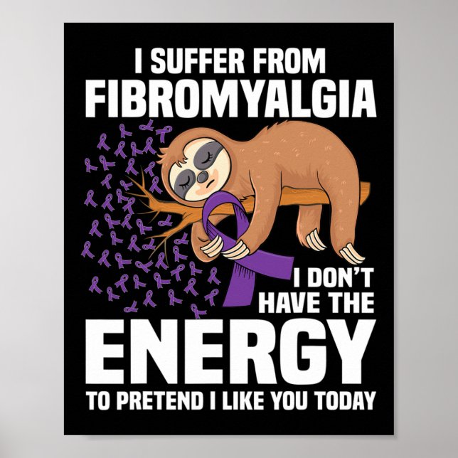 Póster Apoyar al guerrero de la cinta morada Fibromialgia (Frente)