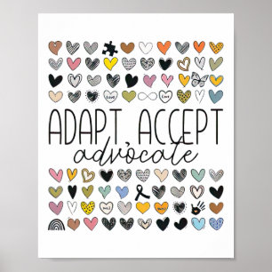 Póster Apoyar la conciencia del autismo Adaptar Aceptar a