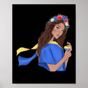 Póster Apoyar la Paz en Ucrania Chica Ucraniana Corazón F