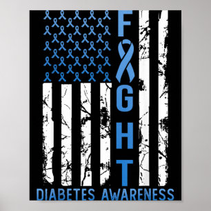 Póster Apoyar Lucha Usa Bandera Tipo 2 Diabetes Tipo 1