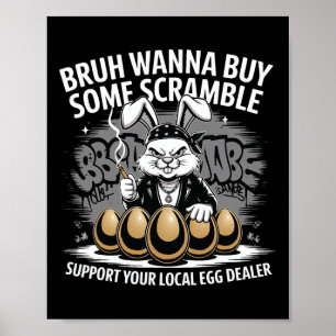 Póster Apoye a su comerciante local de huevos Divertido C