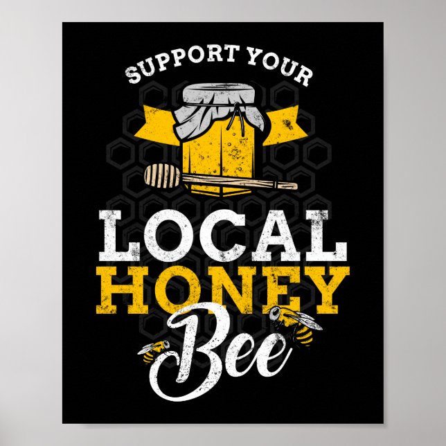 Póster Apoye a su cuidador local de abejas (Frente)