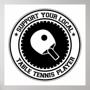 Póster Apoye a su jugador local de tenis de mesa