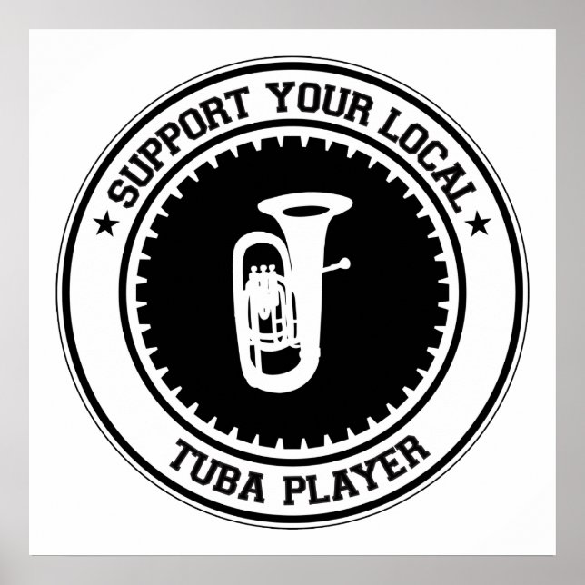 Póster Apoye a su jugador local de Tuba (Frente)
