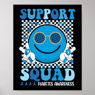 Póster Apoyen a Squad Diabetes Awareness Smile Face Groov