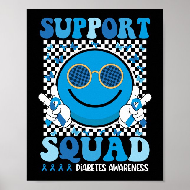 Póster Apoyen a Squad Diabetes Awareness Smile Face Groov (Frente)