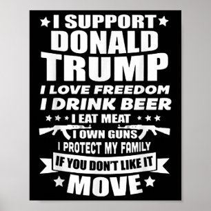 Póster Apoyo a Donald Trump Amo la libertad y bebo cervez