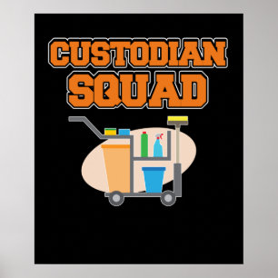 Póster Apoyo a Janitor de Custodio Escolar Custodio de Es