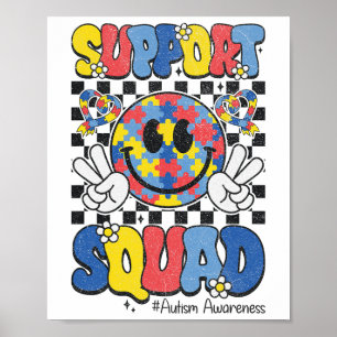 Póster Apoyo a la brigada de autismo sonriente cara de lo