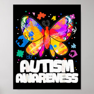 Póster Apoyo a la conciencia del autismo de mariposa romp
