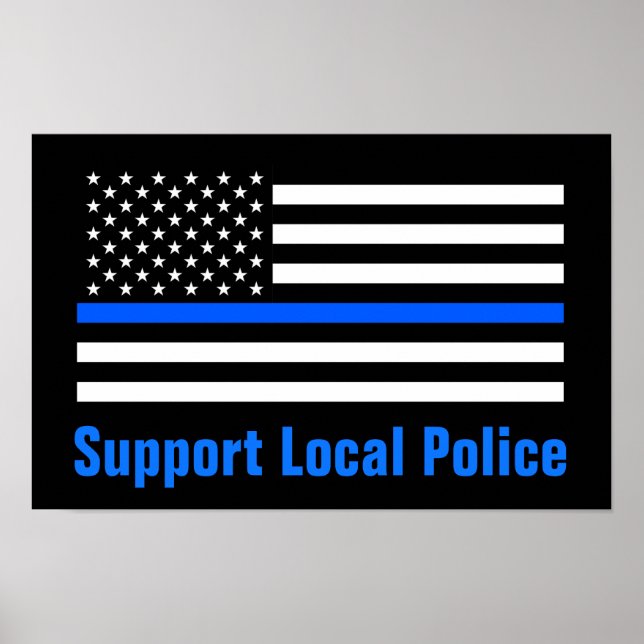 Póster Apoyo a la Policía Línea Azul Fina (Frente)
