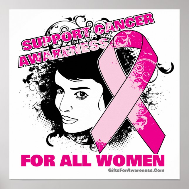 Póster Apoyo a la sensibilización sobre el cáncer de mama (Frente)