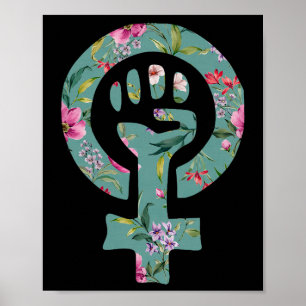 Póster Apoyo a manifestante de símbolo feminista resiste 