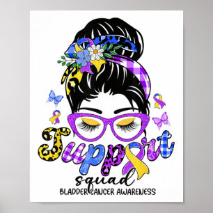Póster Apoyo a Squad Messy Bun Leopard Bladder Cancer Awa