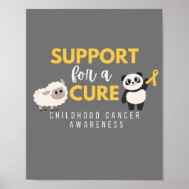 Póster apoyo a un Poster de cáncer infantil de cura e imp
