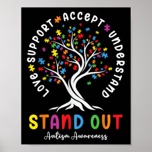 Póster Apoyo al amor Acepte Comprender Autism Awareness A