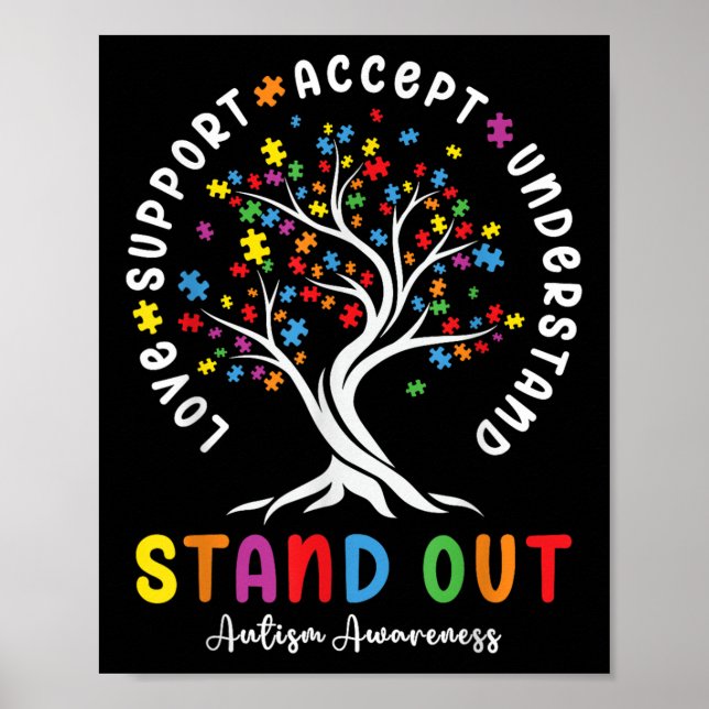 Póster Apoyo al amor Acepte Comprender Autism Awareness A (Frente)