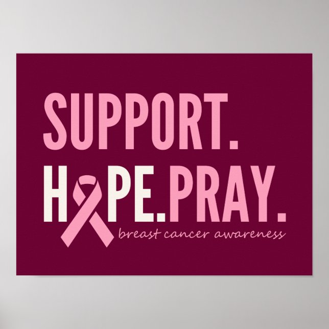 Póster apoyo al cáncer de mama esperanza rezar Poster Imp (Frente)