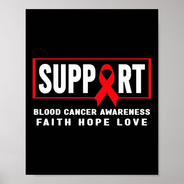 Póster Apoyo al cáncer de sangre - Cinta roja (Frente)