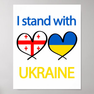 Póster Apoyo Corazón Bandera de Ucrania Georgia Me manten