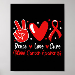 Póster Apoyo Groovy Paz Amor Cura Conciencia del Cáncer d
