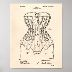 Póster Apparel Corset 1906 Patent Art Old Peper