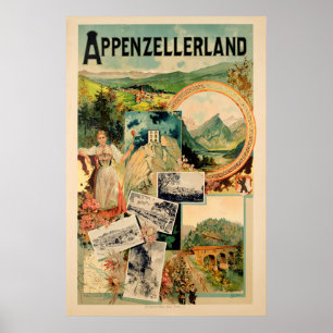 Póster Appenzellerland, Suiza, poster del esquí del viaje