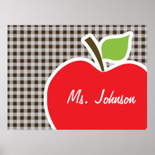 Póster Apple en Bistre Brown Gingham