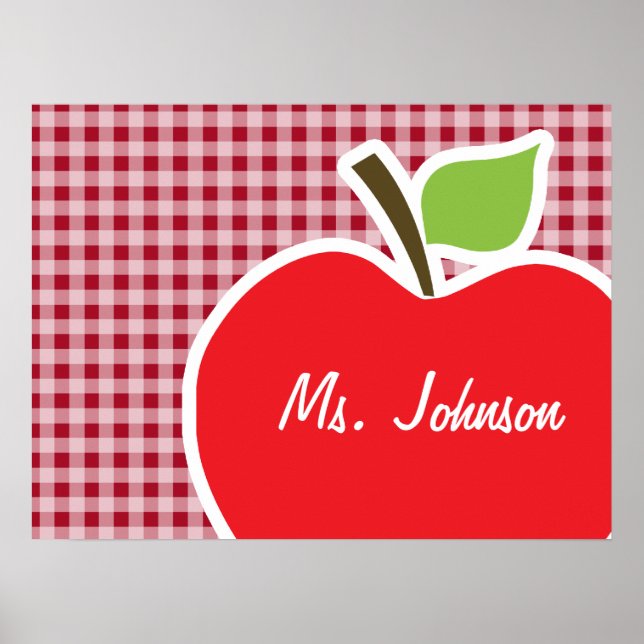 Póster Apple en Carmine Red Gingham (Frente)