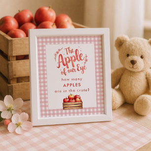 Póster Apple Eye adivina cuántos Gingham Baby Shower
