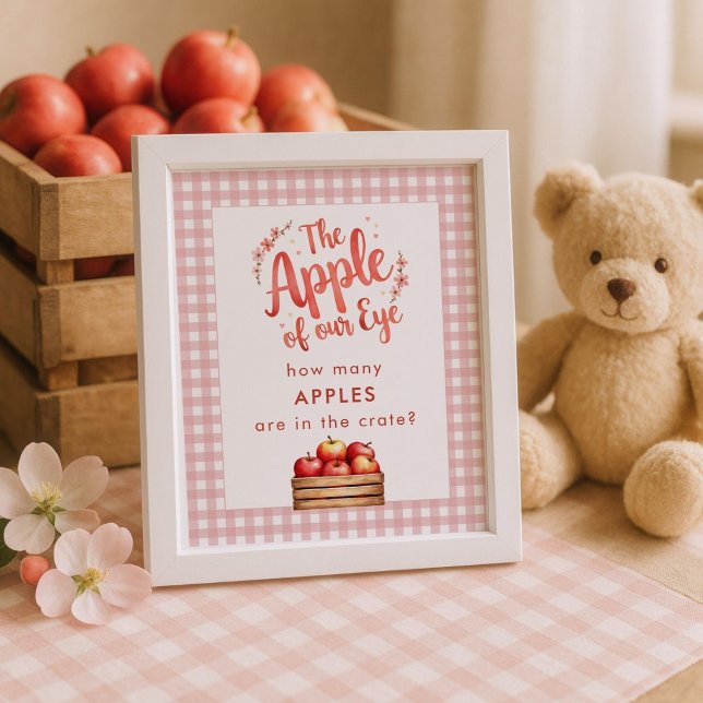 Póster Apple Eye adivina cuántos Gingham Baby Shower (Subido por el creador)