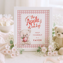 Póster Apple of Eye Gingham Baby Shower Favor Rótulo