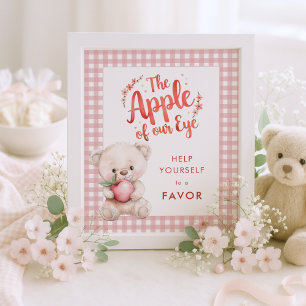 Póster Apple of Eye Gingham Baby Shower Favor Rótulo