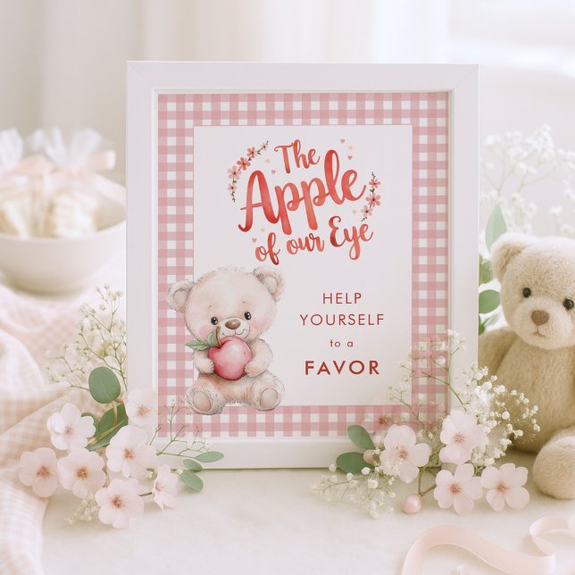 Póster Apple of Eye Gingham Baby Shower Favor Rótulo (Subido por el creador)