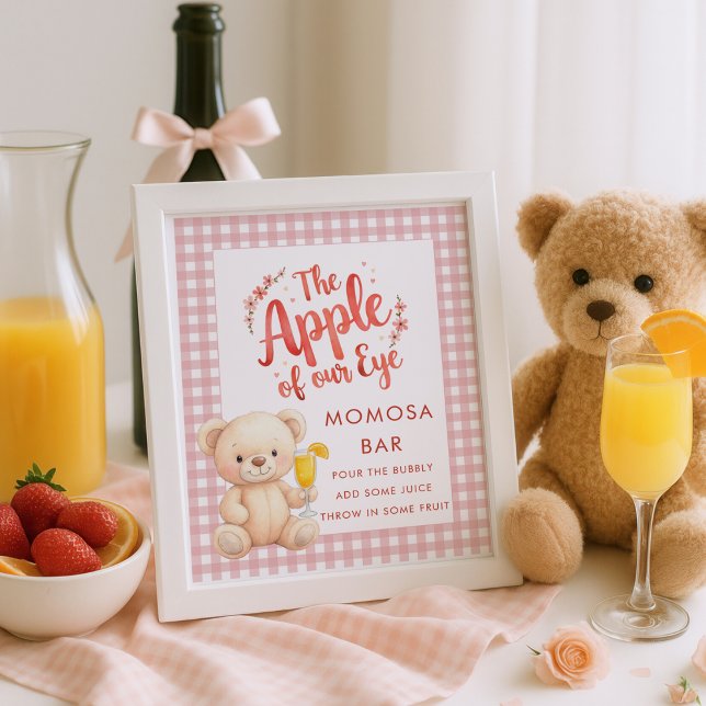Póster Apple of Eye Gingham Momosa Bar Rótulo Baby Shower (Subido por el creador)