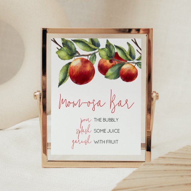 Póster Apple of Our Eye Baby Shower Mom Osa Bar (Red Apple Baby Shower Mom Osa Bar Sign)