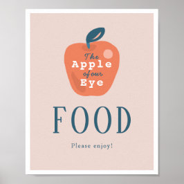 Póster Apple of our Eye Girl Pink 1st Birthday Food Sign