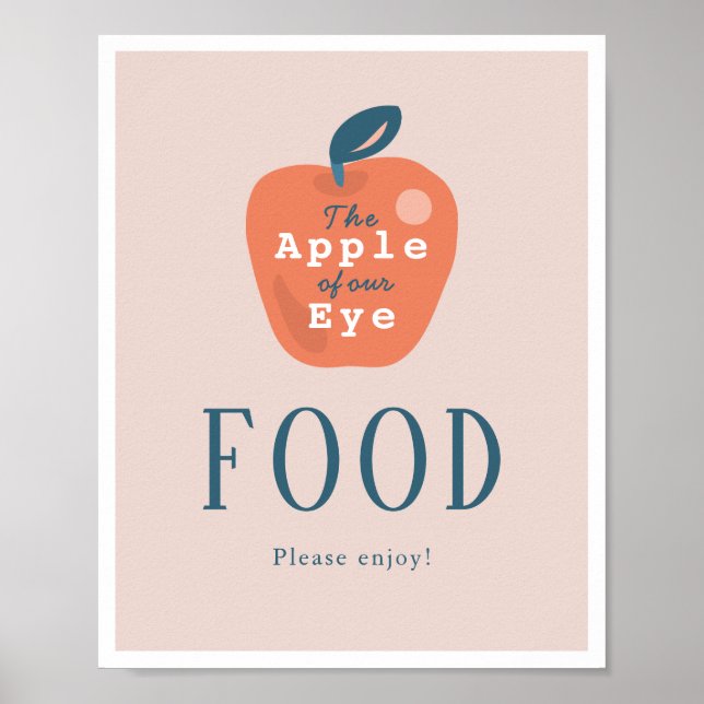 Póster Apple of our Eye Girl Pink 1st Birthday Food Sign (Frente)