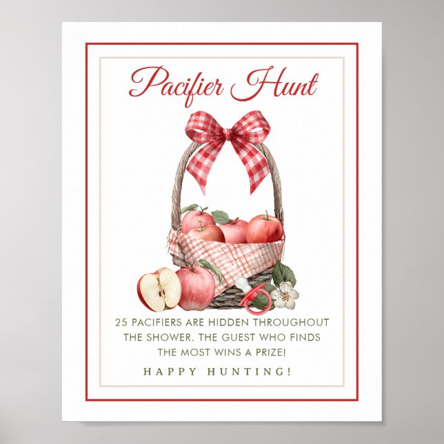Póster Apple Orchard Baby Shower Pacifier Hunt Game (Frente)