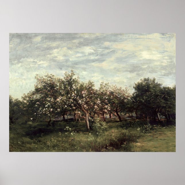 Póster Apple Orchard Landscape Art Print Dark Green (Frente)