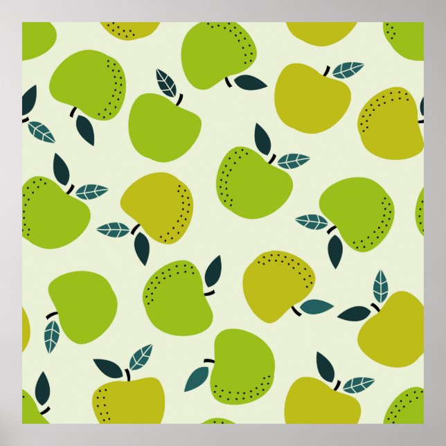 Póster Apple seamless pattern. Fruit theme illustration.a (Frente)