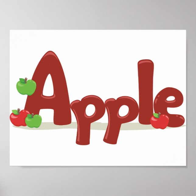 Póster Apple Word Art con manzanas rojas y verdes (Frente)