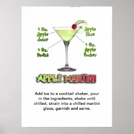Póster Appletini - Apple Martini Cocktail Recipe 18"x24'
