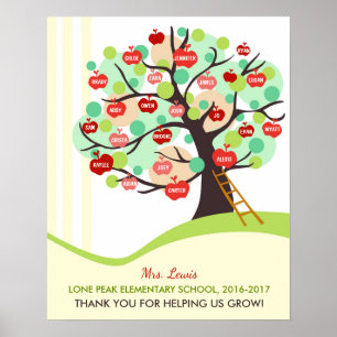 Póster Apreciación del profesor regalo de manzana en aula