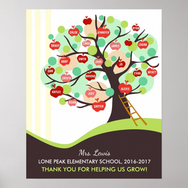 Póster Apreciación del profesor regalo de manzana en aula (Frente)