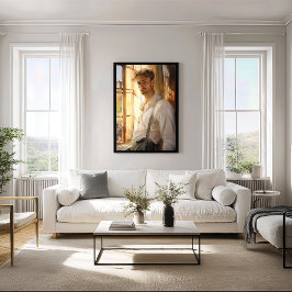 Póster Apreciación encantadora: acuarela de hombre joven