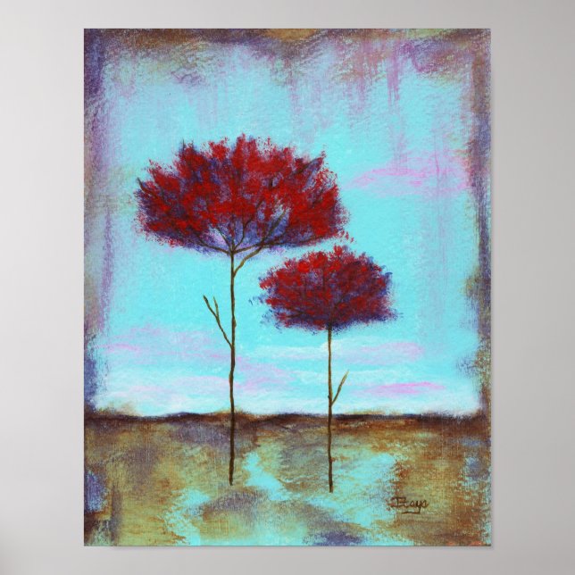 Póster Apreciados, abstractos paisajes artísticos de árbo (Frente)