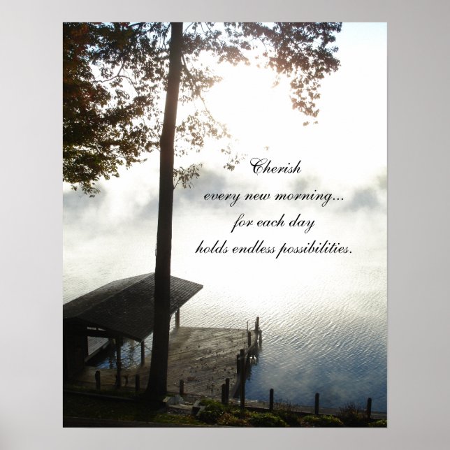 Póster Apreciar cada mañana - Lago de niebla (Frente)
